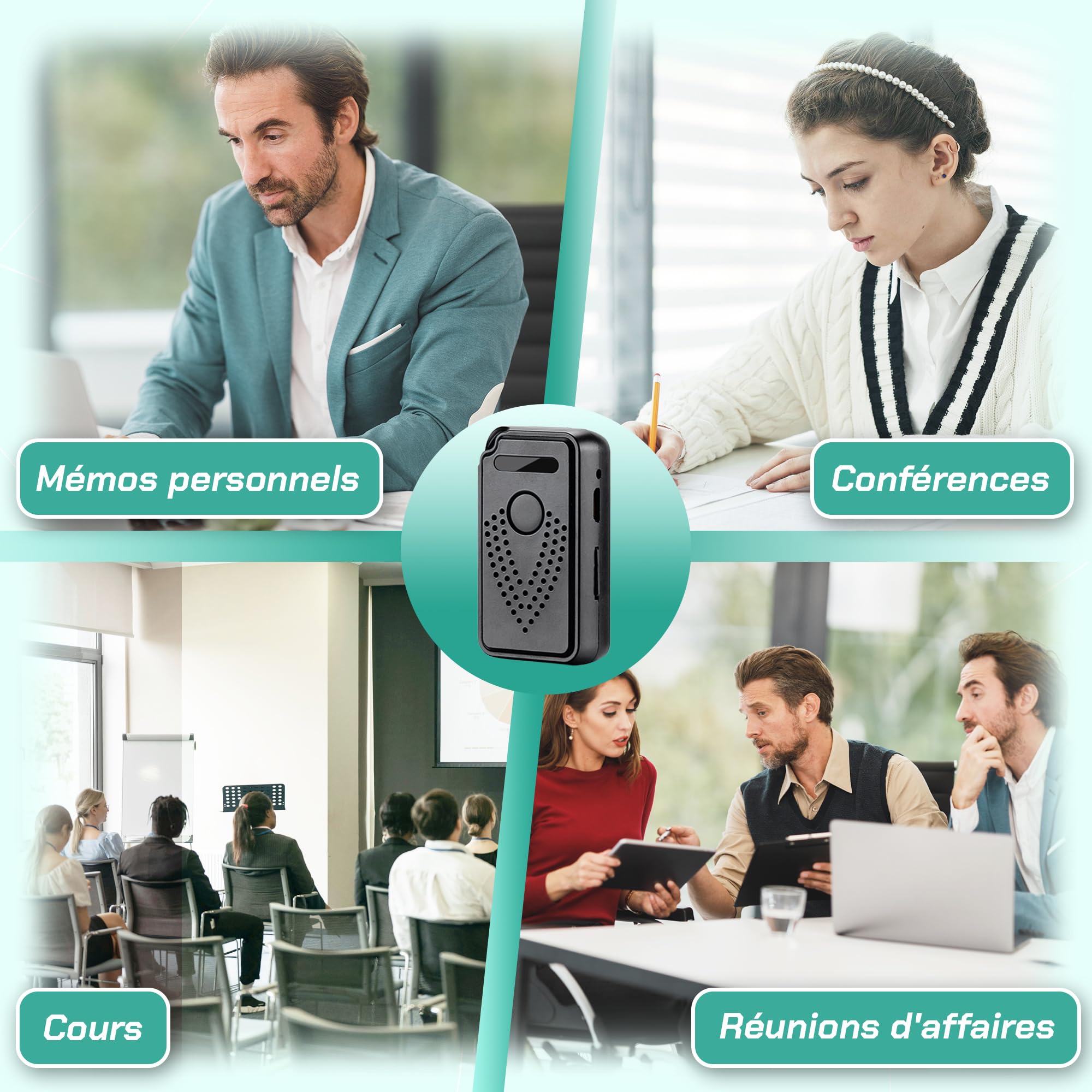 Enregistreur Vocal numérique Professionnel WiFi | FlyRec SMT | 8 Go de Mémoire | Contrôle illimité de la Distance pour, Leçons et Mémos Vocaux - Enregistreur Audio avec Application Intelligente