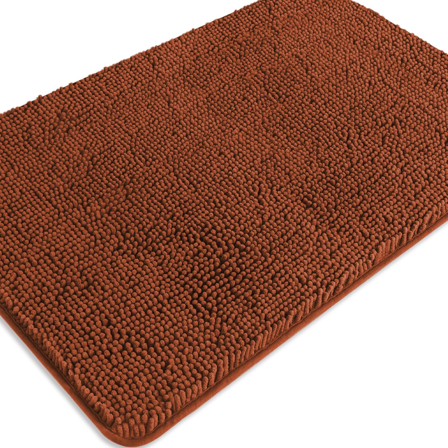 PureSwan Rust Bathroom Rugs – Absorbent and Washable Bath Mat, Non-Slip, Thick Soft Chenille Bath Rugs for Bathroom Floor, Shower, Sink - 24" x 36"