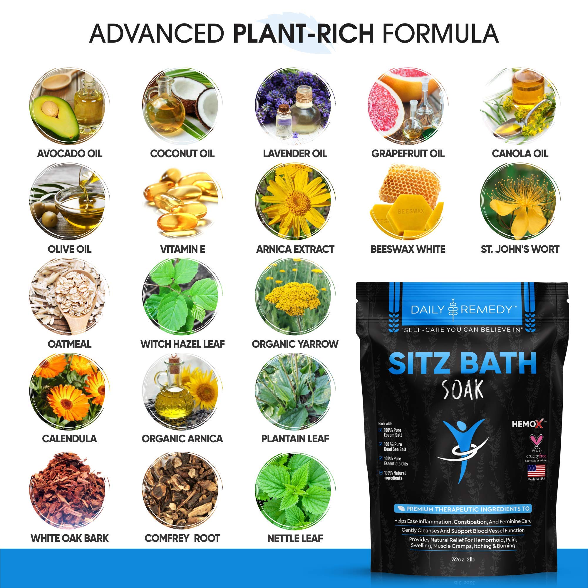 Daily Remedy 3in1 Sitz Soak Kit Includes Sitz Bath Toilet Seat