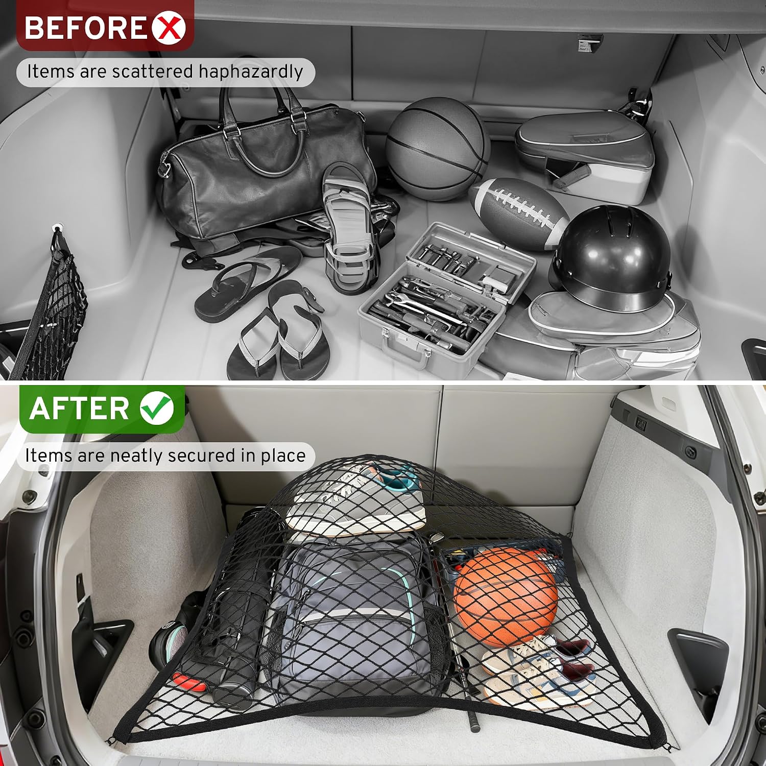 Cargo Net for SUV Rear Trunk Bed Compatible with Kia Telluride Sportage Sorento Seltos 2000-2025 2026 Accessories Elastic Netting Cover Net Stretchable Mesh Organizer 32" x 24"