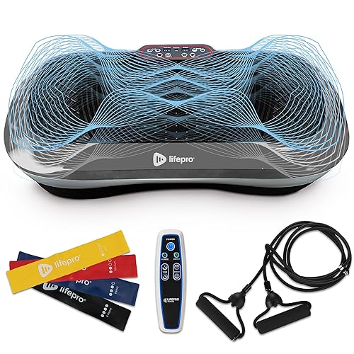 Lifepro Waver Vibration Plate Exercise Machine – High-Intensity Vibration for Muscle Activation, Full-Body Workout Vibrating Platform with Loop Bands, Fitness Equipment for Strength Toning & Fat Loss - Gray