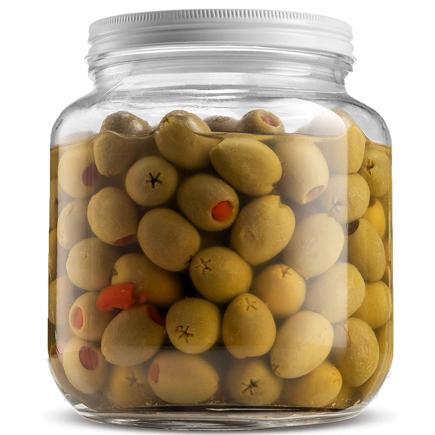 Half Gallon Glass Mason Jar (64 Oz) Wide Mouth with Plastic Airtight