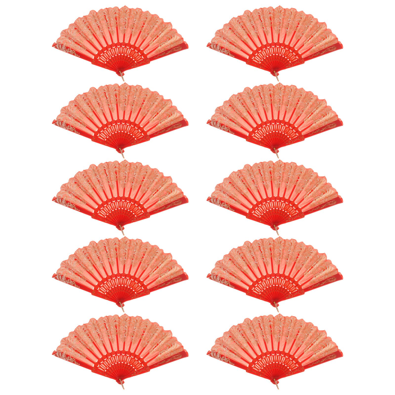 Éventails pliables en dentelle rouge pour accessoire de danse - 8
