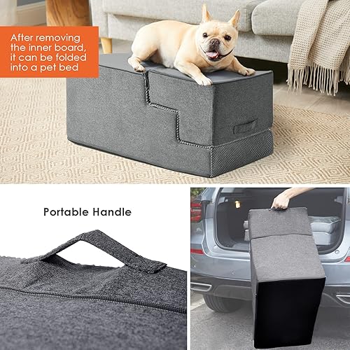 Miniatura 5 de EHEYCIGA Escaleras para perros pequeños, escaleras para perros de 5 escalones para camas altas y sofá, escalones plegables para mascotas para perros