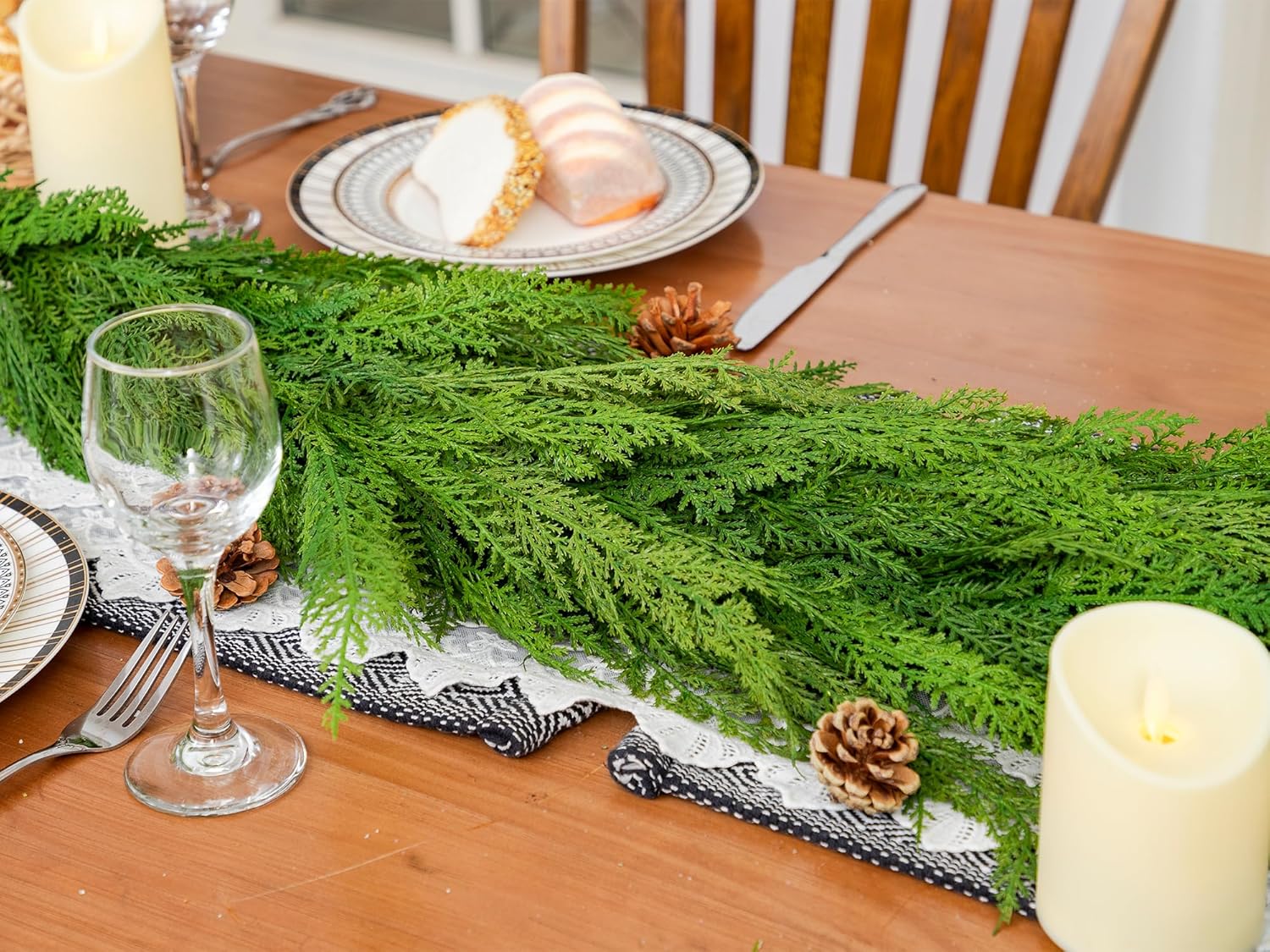 6FT Extra Full Cedar Garland Real Touch Faux Cedar Garland Christmas Greenery for Mantle Stairs Table Wall Front Door Indoor Outdoor Christmas Xmas Decor Decorations - Image 4