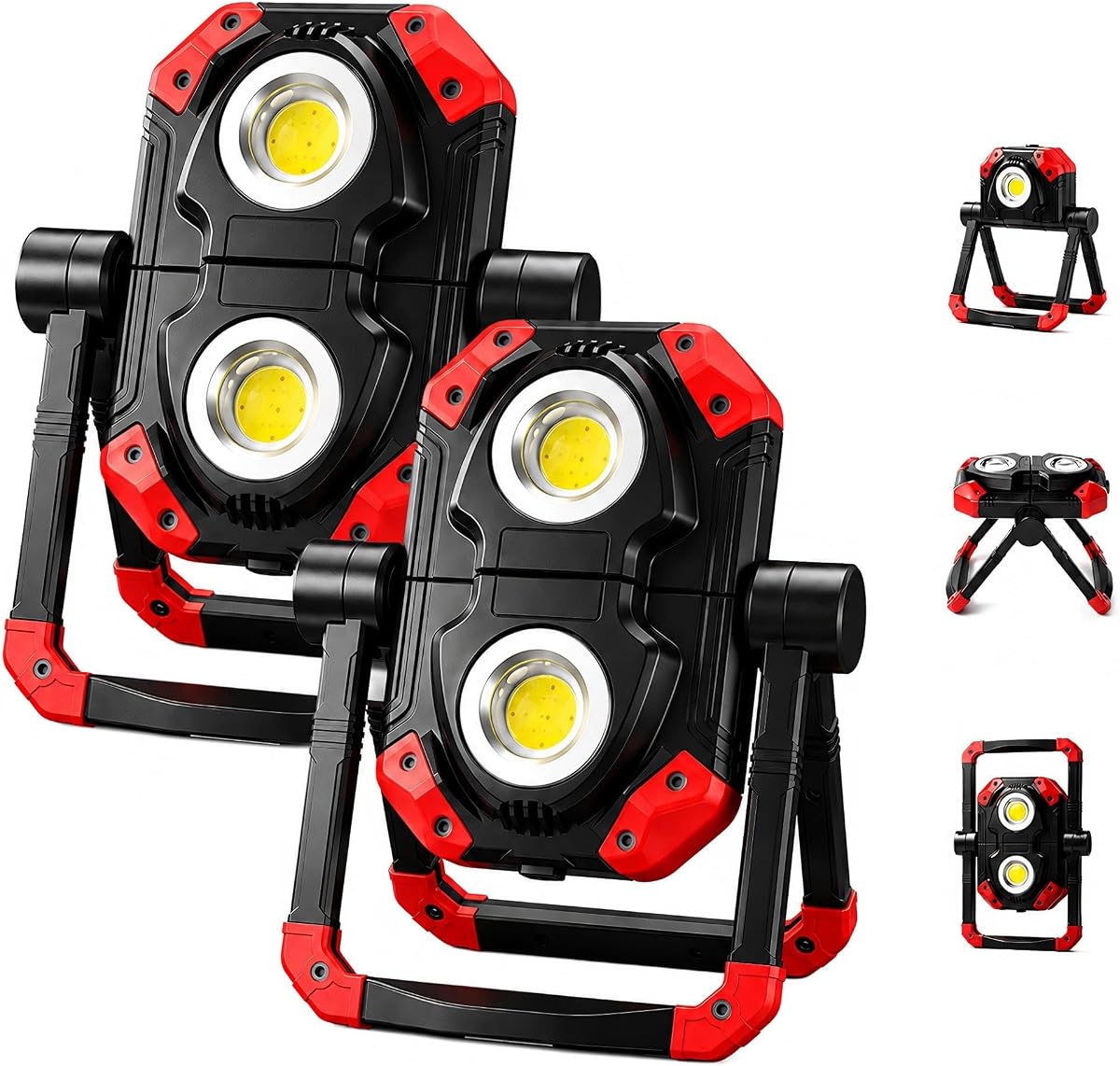2 Pack LED Work Light, 2500LM Rechargeable Magnetic COB Shop Light | 2 pack, 2500LM, USB-C rechargeable, magnetic base, 360° stand, portable, shop light, mechanic, garage, car repair