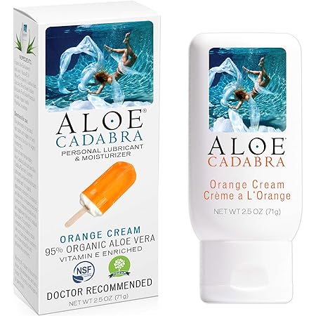 Aloe Cadabra Flavored Personal Lubricant & Moisturizer for Anal, Sex, Oral, Women, Men & Couple, 2.5 Ounce, Orange Cream