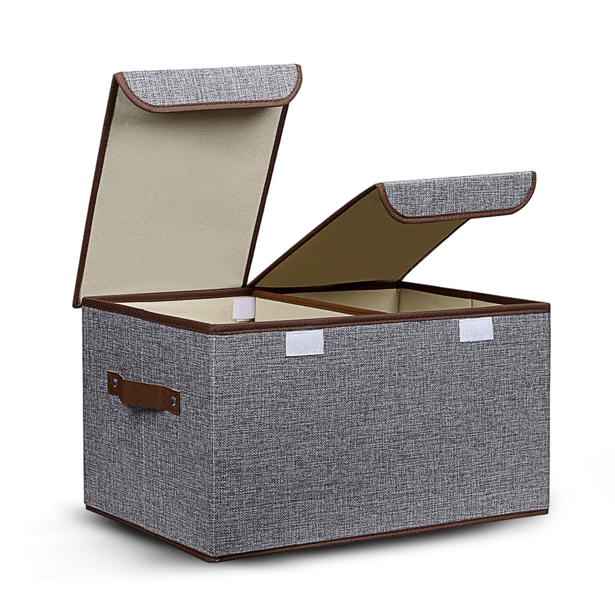 FLYNGO Foldable Cloth Organizer Storage Box for Wardrobe, Closet Basket Bin Organiser for Books, Toys, Other Supplies With Lid (Grey) (Grey)-image-18