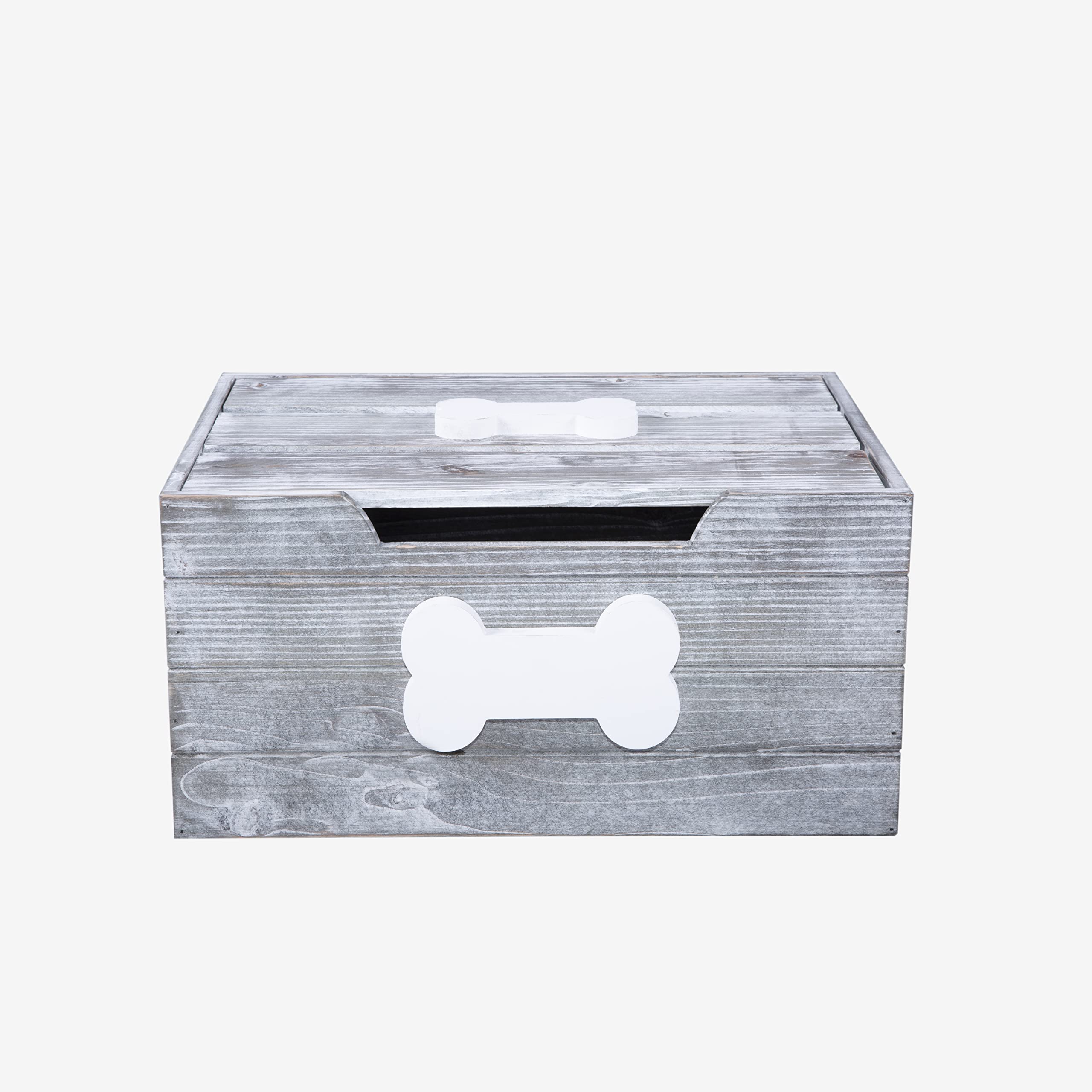 green leaves Premium Quality Dog Toy Storage Box Wooden Crates Pet Gift Box Toy Chest (Grey, Large)