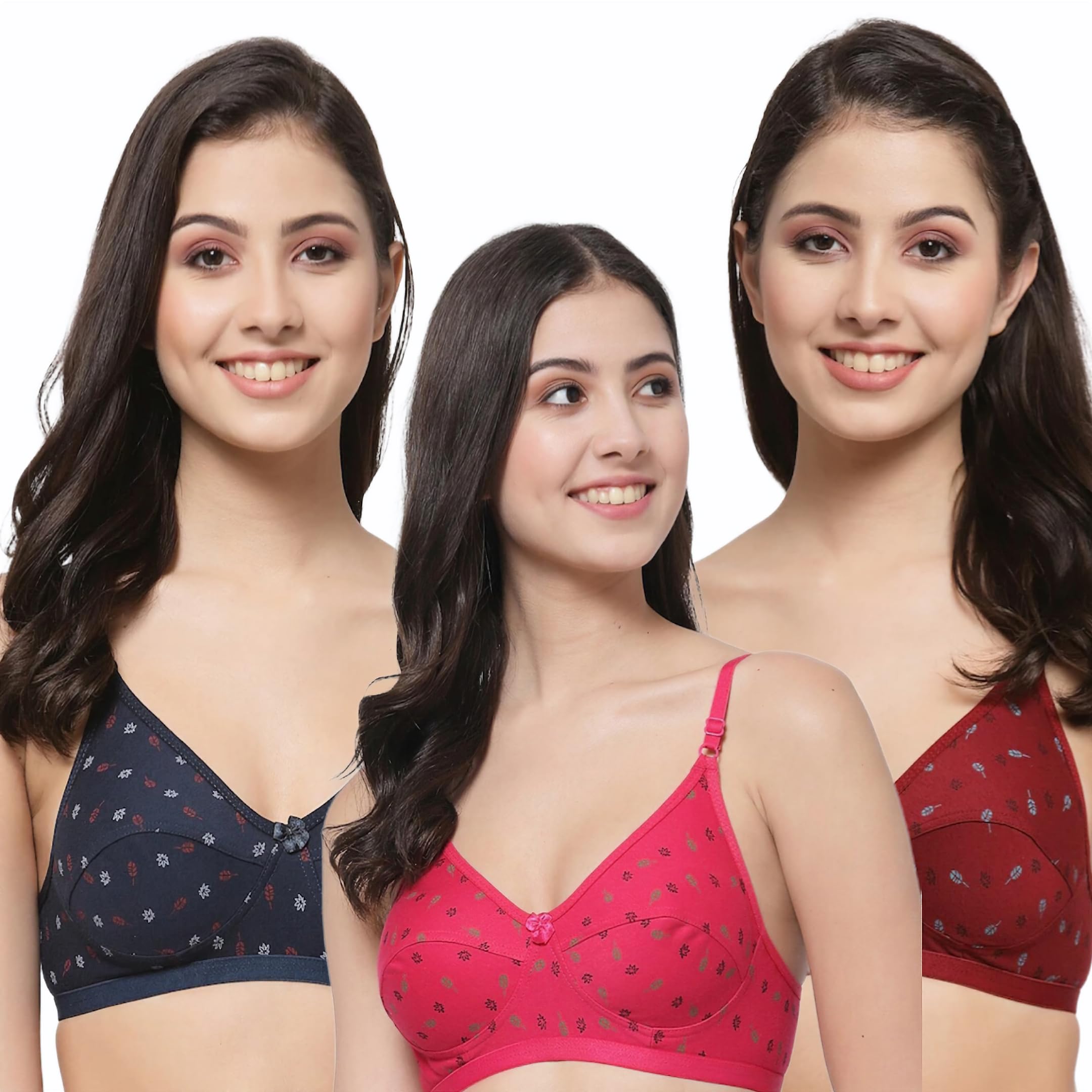 SHE`S Secret NAGINA MANSI 3pc Set Simple SHOBER Look Wirefree Non Padded Super Combed Cotton Everyday Bra