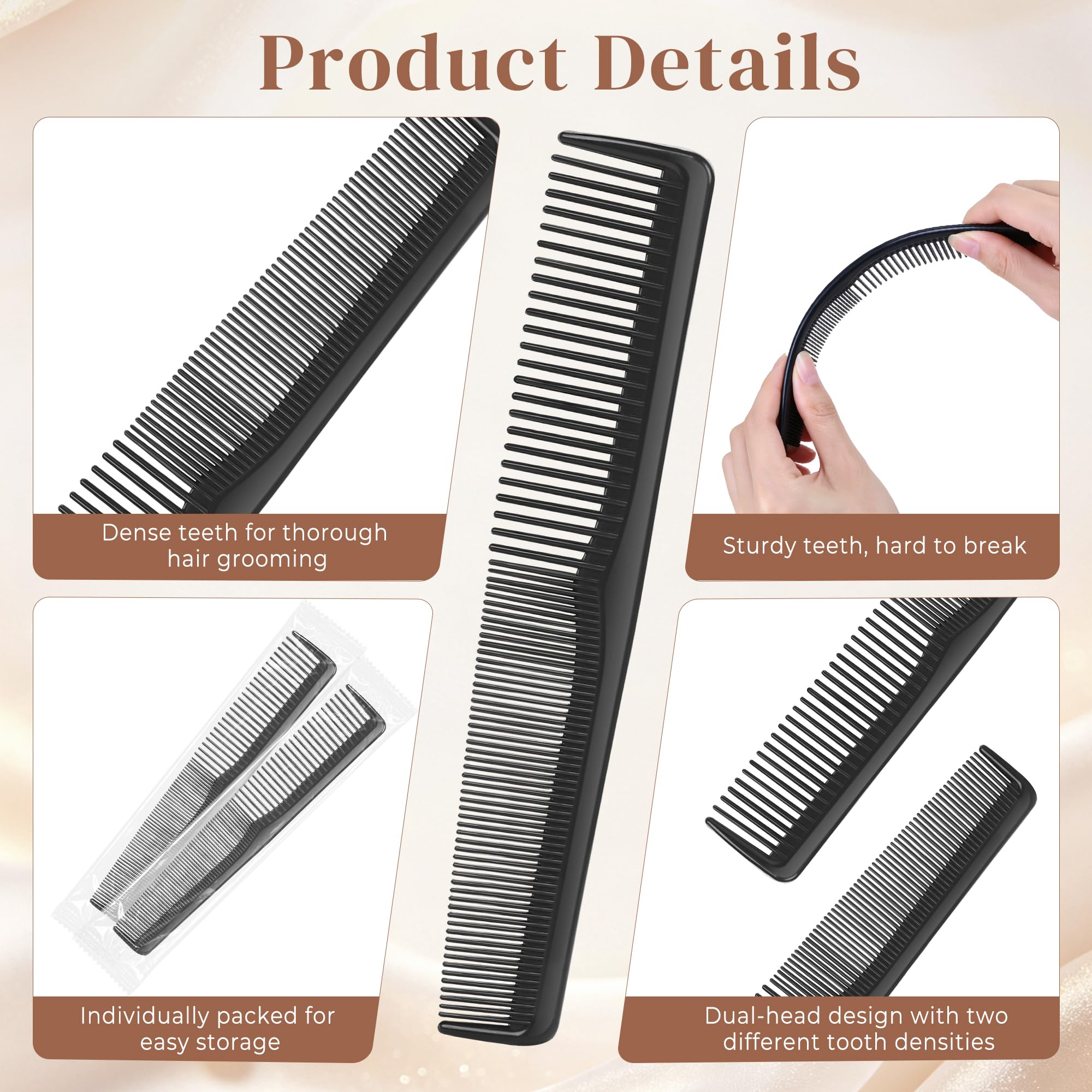 Pettini usa e getta, set di 100 pettini multipack, pettine liscio con tasca, denti densi, pettini neri, adatti per mettere in giacca, borsa per auto, bagno (confezione da 100)