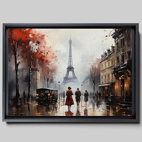 Modern Black and White Canvas Prints, Paris Eiffel Tower Cityscape Artwork Landscape Painting Architecture Poster Art on Canvas, Wall Art Gallery