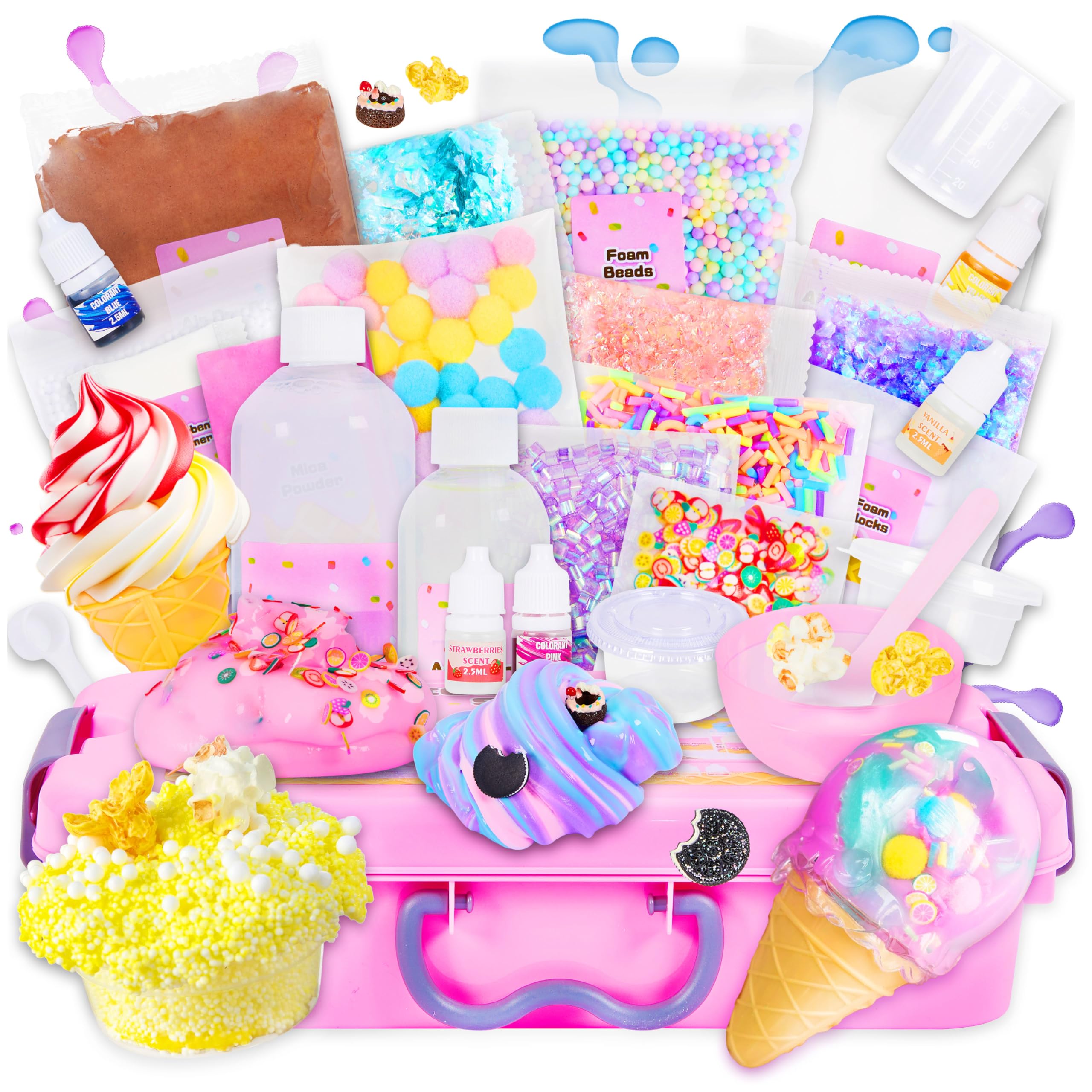 Slime Kit for Girls 10-12, Ice Cream Slime Kit, Fluffy Slime Making Kit Ages 8-12, DIY Slime Making Kits, Kids Slime Creation Kit and Super Birthday Party Favors Toys for Kids…