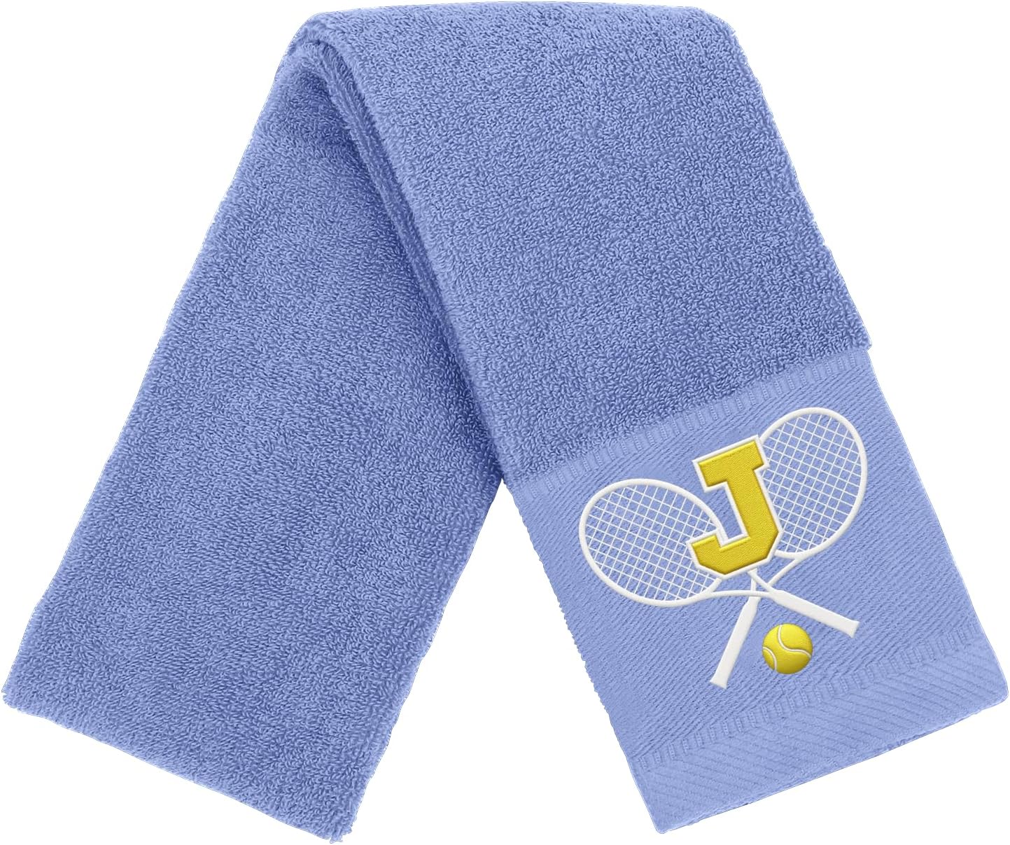 OXYEFEI Tennis Towel,Tennis Gift for Men, Women,Lovers,13”x 43” Cotton Embroidered Tennis Towels (Blue, J)