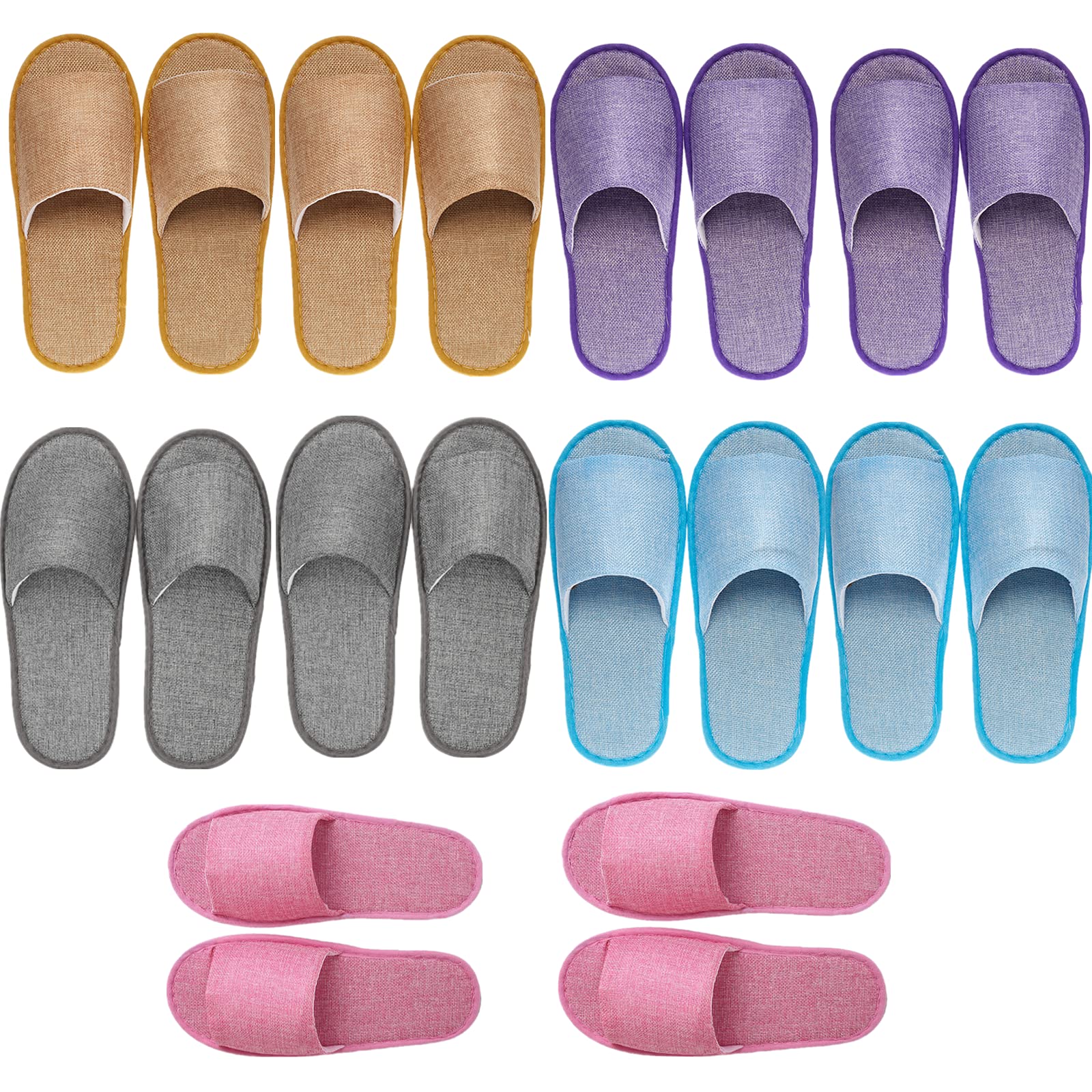 Disposable Open Toe Spa Slippers - Linen Casual Non-Slip for Hotel, Travel, Guest and Home