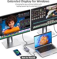 Vista 5 de Adaptador USB C a HDMI dual 4K @60Hz, convertidor USB C a HDMI 4 en 1 con carga PD de 100 W USB 3.0, divisor USB C a HDMI, pantalla extendida