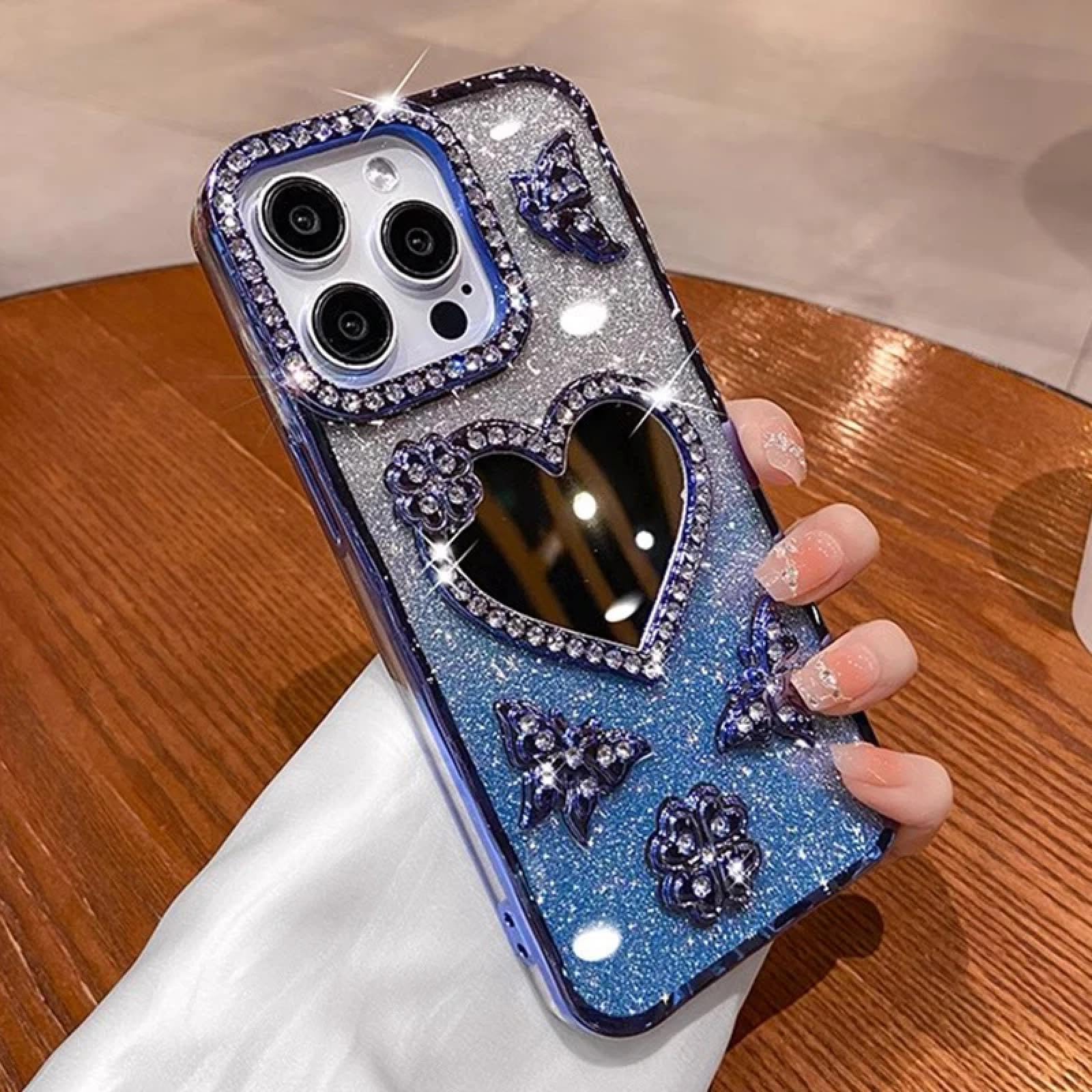 Coque iPhone 15 Pro transparente silicone bleu à miroir papillon - 7