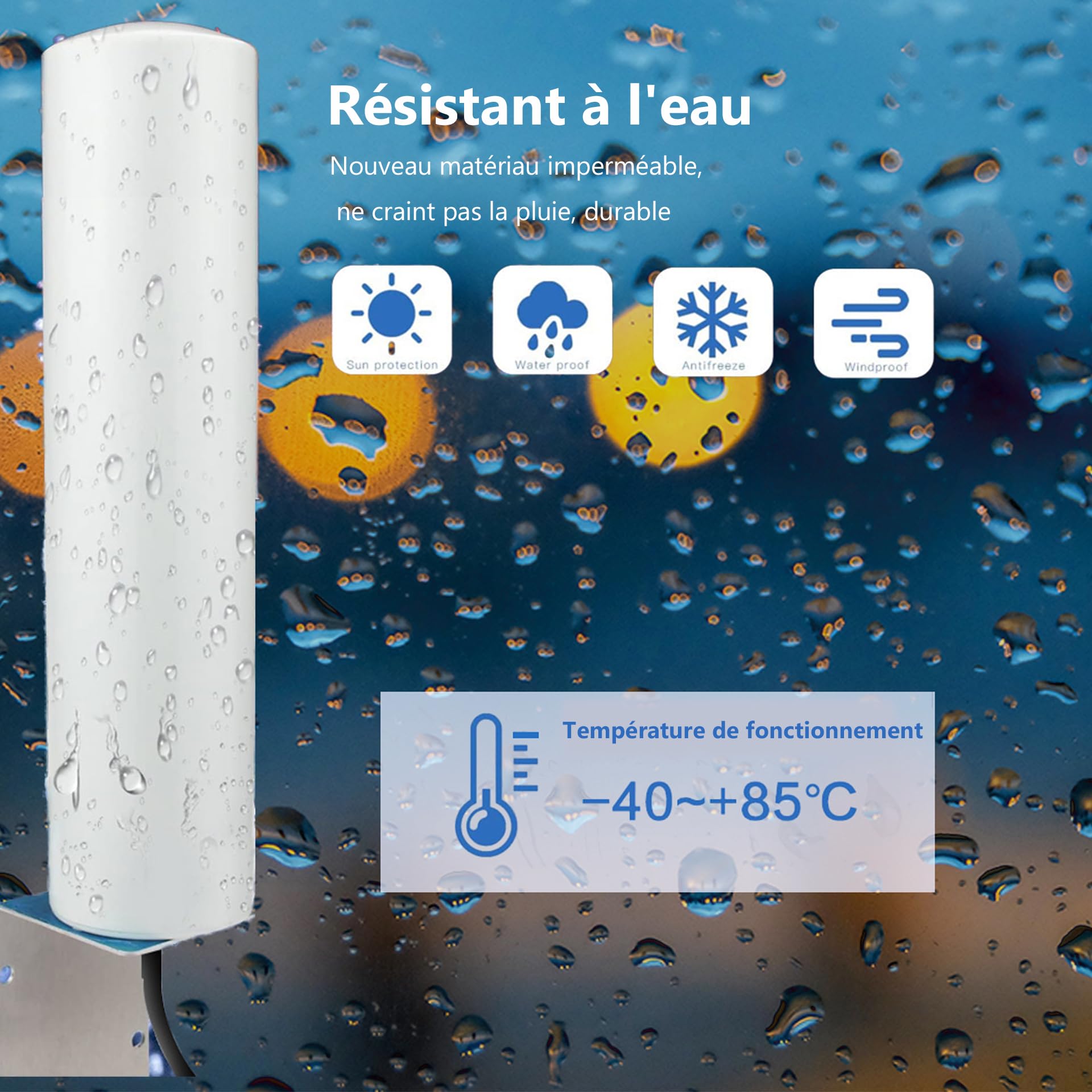 Maswell Antenne Extérieure Externe 5G 4G WiFi 6-2X2 MIMO Omni Full Band 700-6000 MHz, Jusqu'à 4.5 dBi Gain - Compatible avec O2, Vodafone, Three, EE - SMA Mâle avec Adaptateur TS9