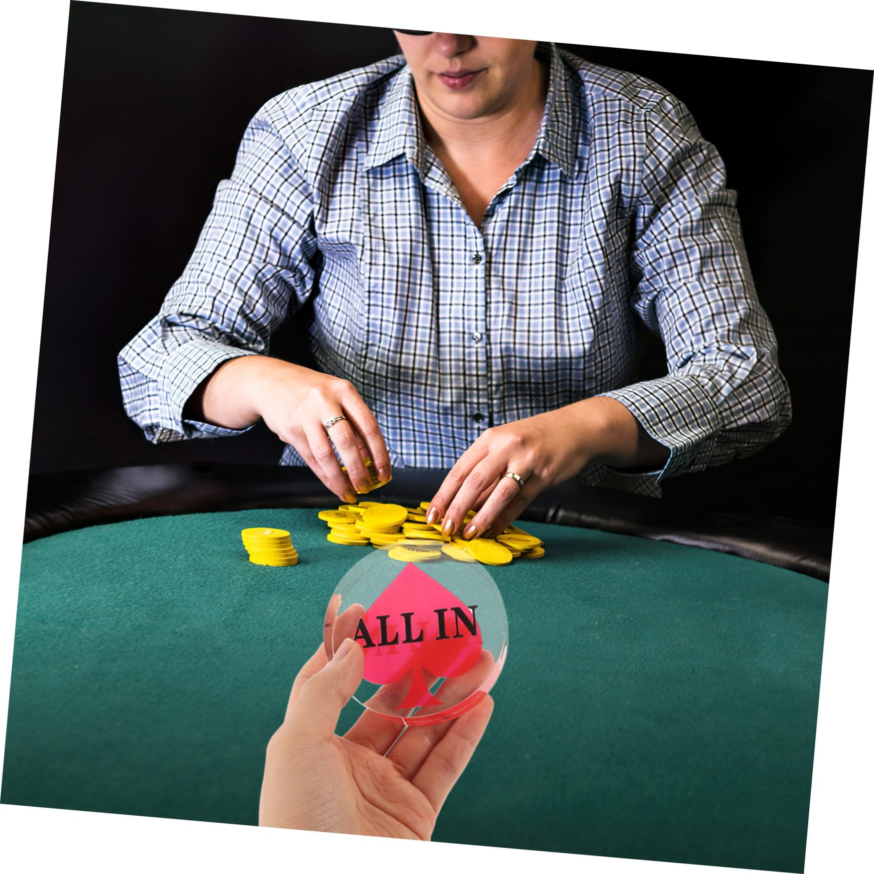 Abaodam Pulsante del Mazziere in Acrilico Doppio Lato per Carte da Gioco e Poker, Segnapunti per All-in e Black Jack