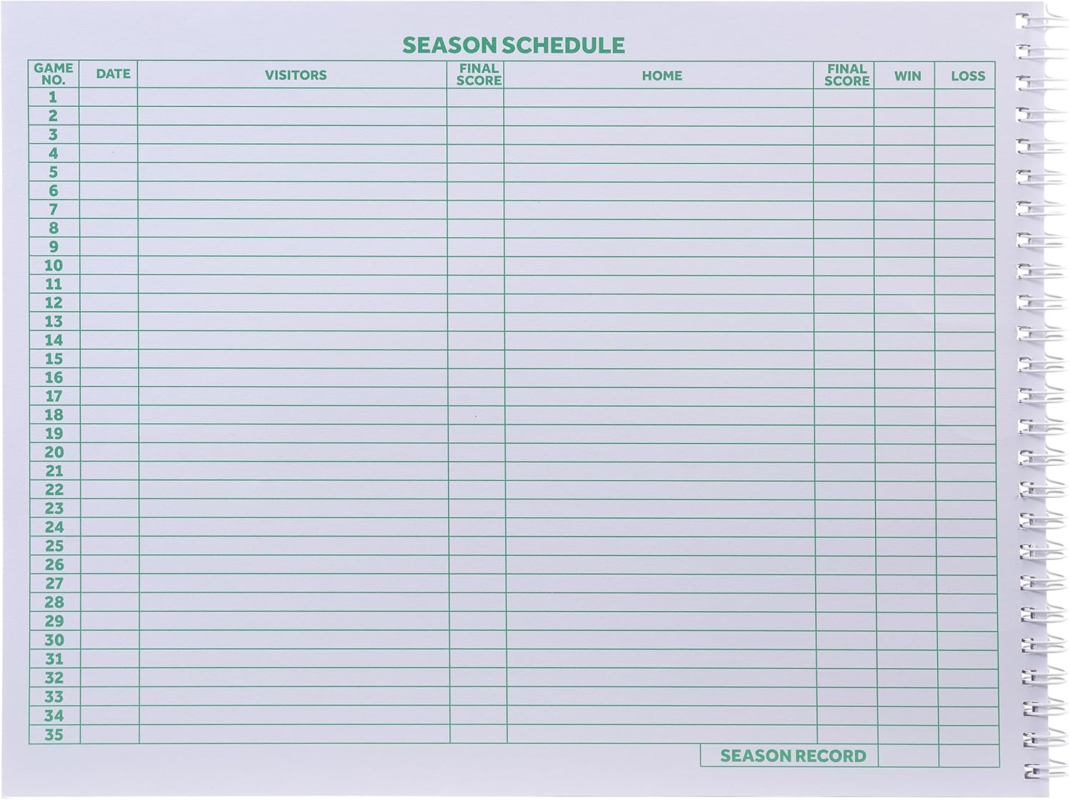Murray Sporting Goods Classic Basketball Scorebook - 35 Games Green Score Keeper Book | Stat Tracker Scoresbook for Youth Basketball