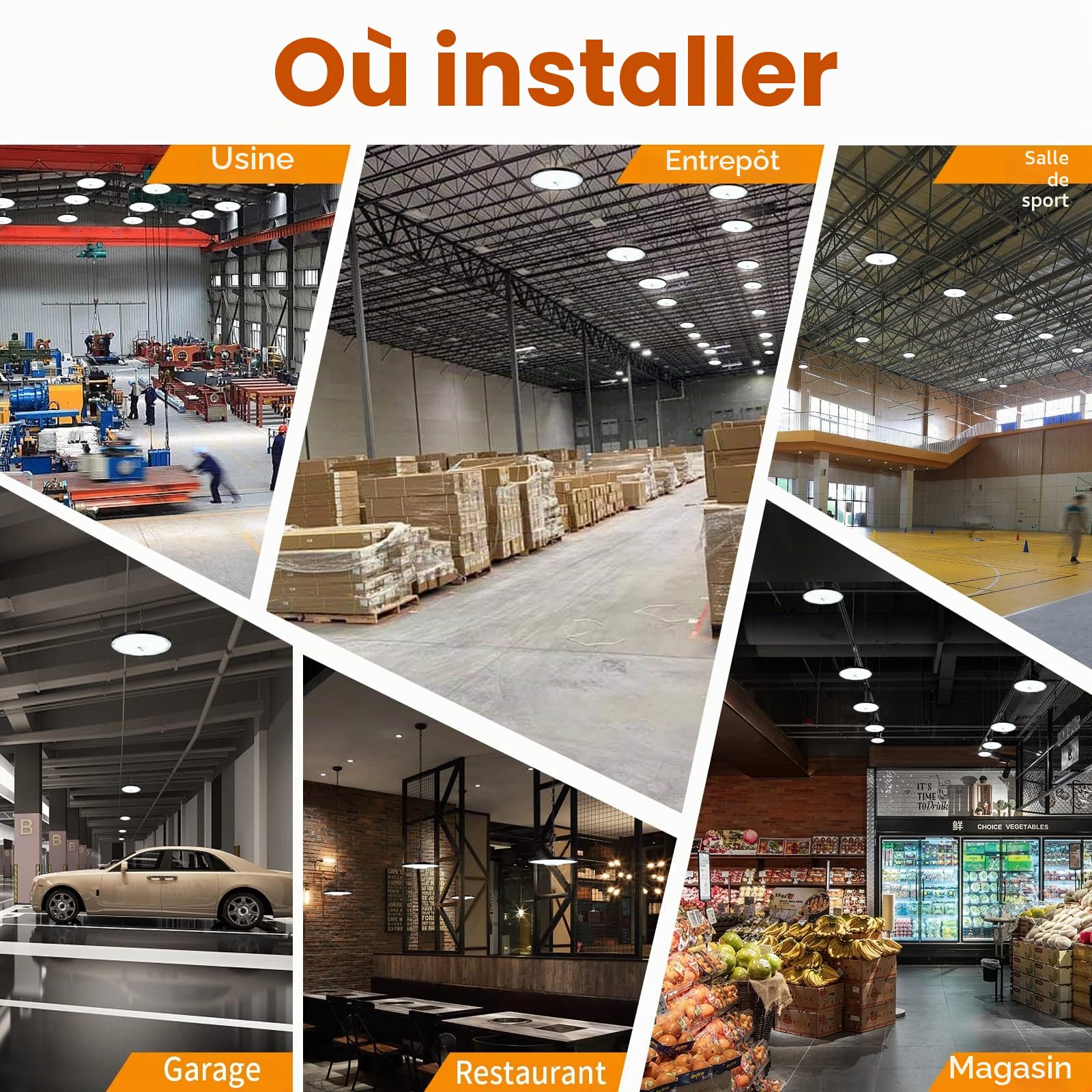 200W UFO Projecteur LED Garage Atelier Lampe Industrielle 20000LM