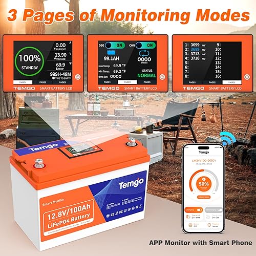 Miniatura 3 de Batería de litio LiFePO4 de corte de baja temperatura de 12 V 100 AH con pantalla inteligente táctil y monitoreo de aplicaciones BMS integrado de