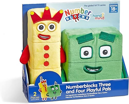 hand2mind Numberblocks Tres y cuatro amigos juguetones, juguetes de peluche de dibujos animados, juguete de peluche para niños, lindos peluches,