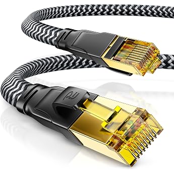 CSL - 1 m CAT 7 Network Cable Flat 10 Gbits - Cotton Sheath - LAN Cable Patch Cable Data Cable - CAT.7 Gigabit RJ45 Ethernet Cable - 10000 Mbits Speed - Ribbon Cable - Installation Cable
