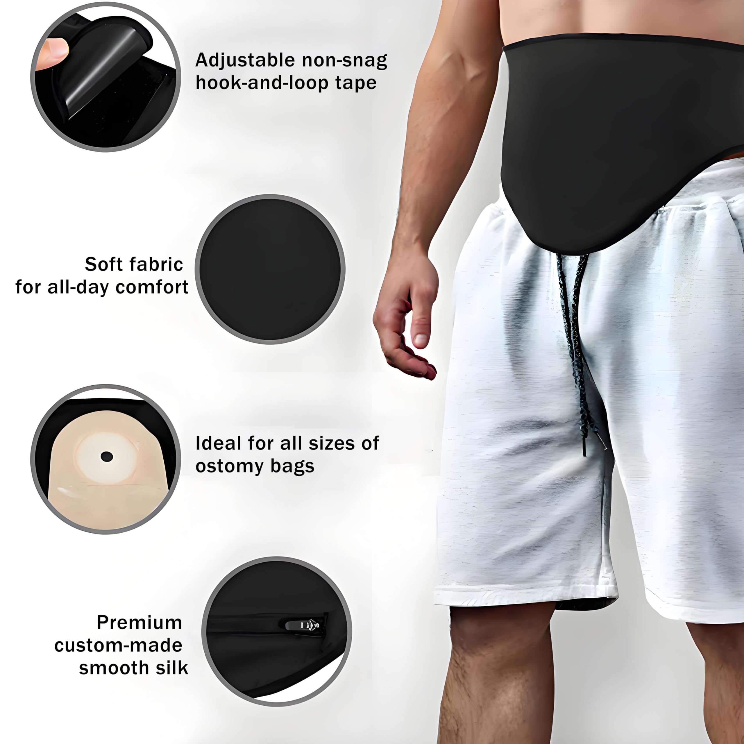 Cintura per stomia da uomo e donna, regolabile, per stomia e colostomia, cinture invisibili, cintura per la cura dell'ileostomia addominale, per sport, nuoto e attività all'aperto