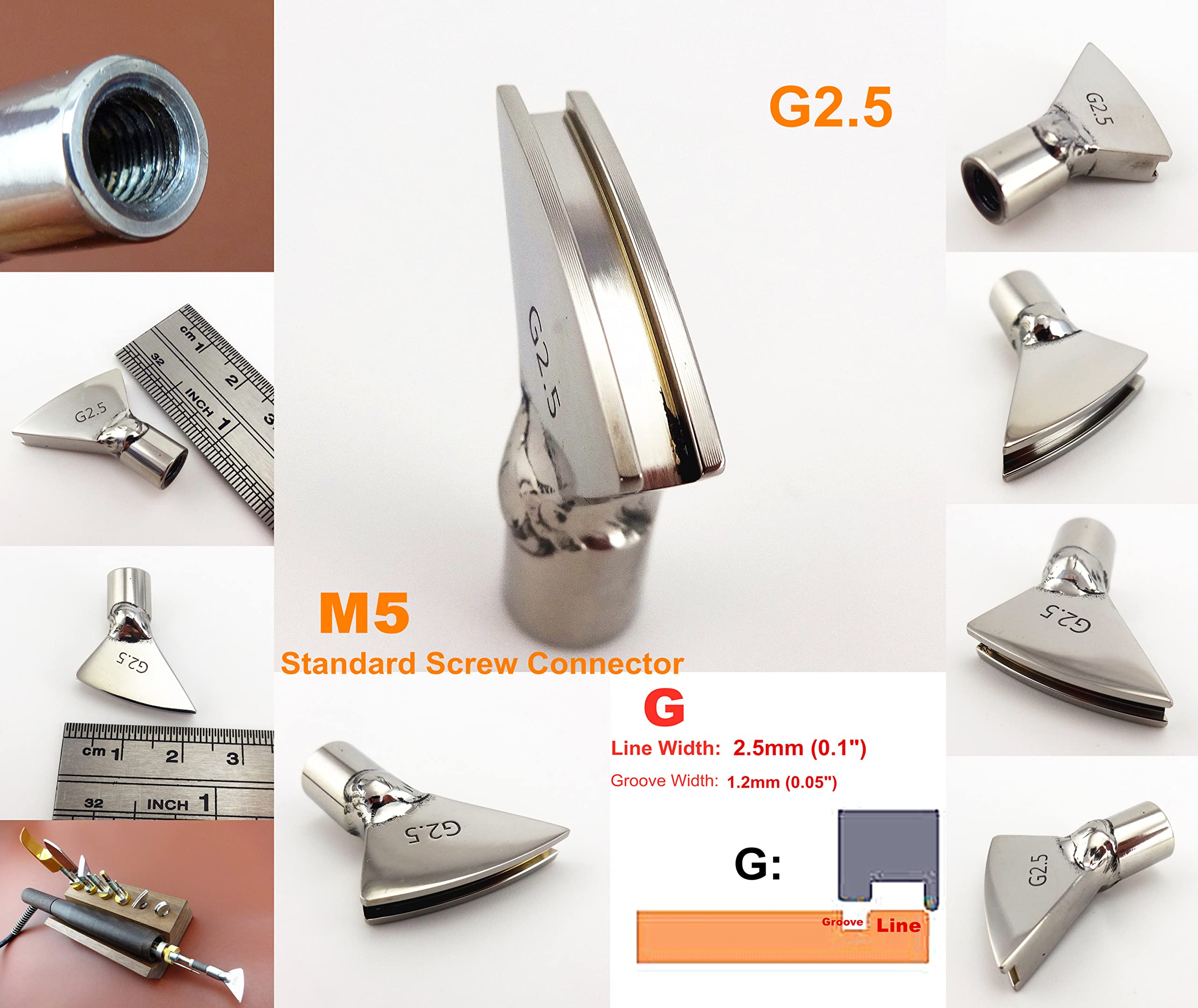 G2.5 Leathercraft Electric Edge Crease Machine Press Groove Line Replace Tip Tool M5 Thread Standard Screw Connector