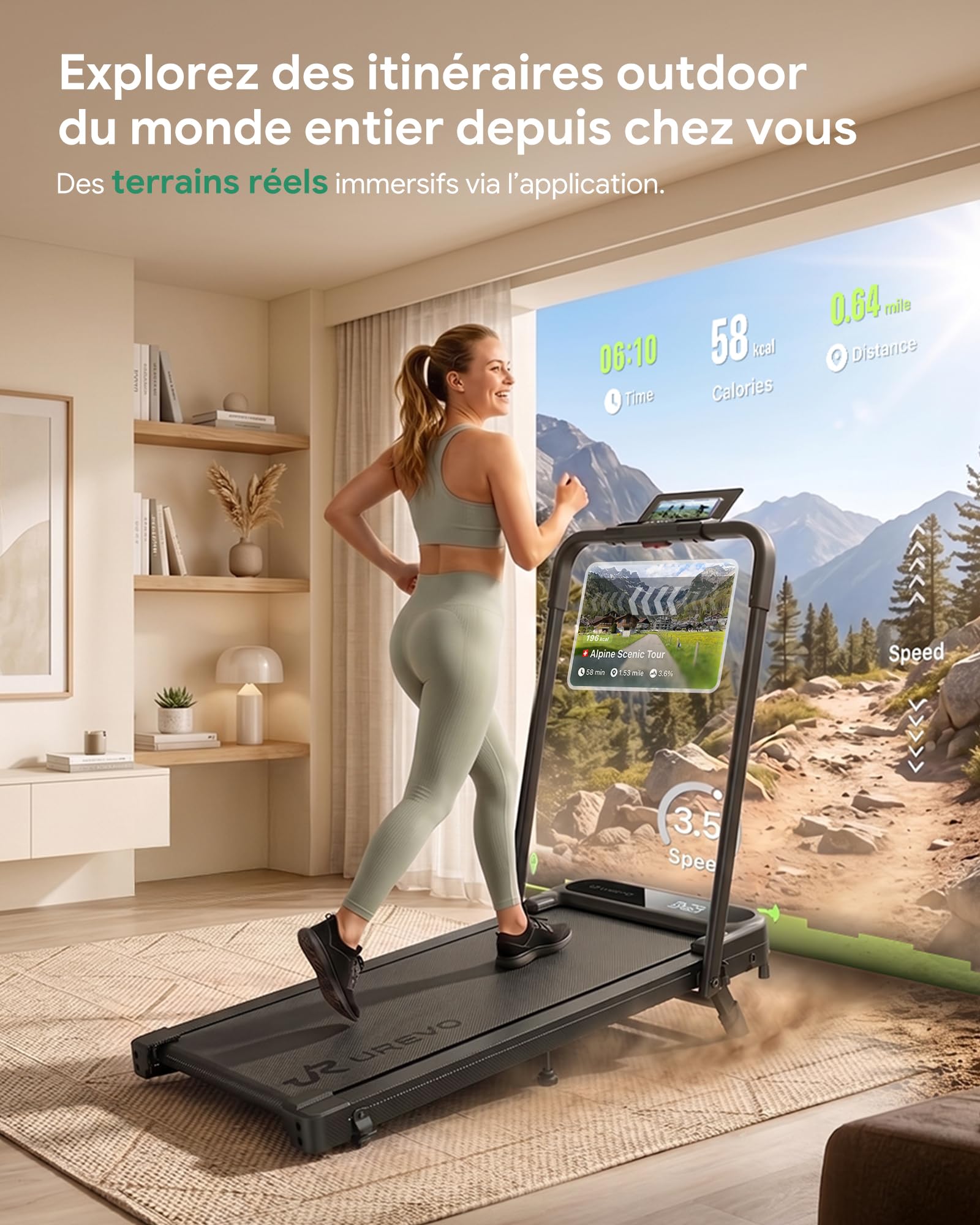 UREVO Tappeto da Corsa Pieghevole con Inclinazione 12% | Tappetino elettrico 3 in 1, 1 – 10 km/h, per riporre sotto il divano, telecomando, APP, doppio schermo LED, casa e ufficio