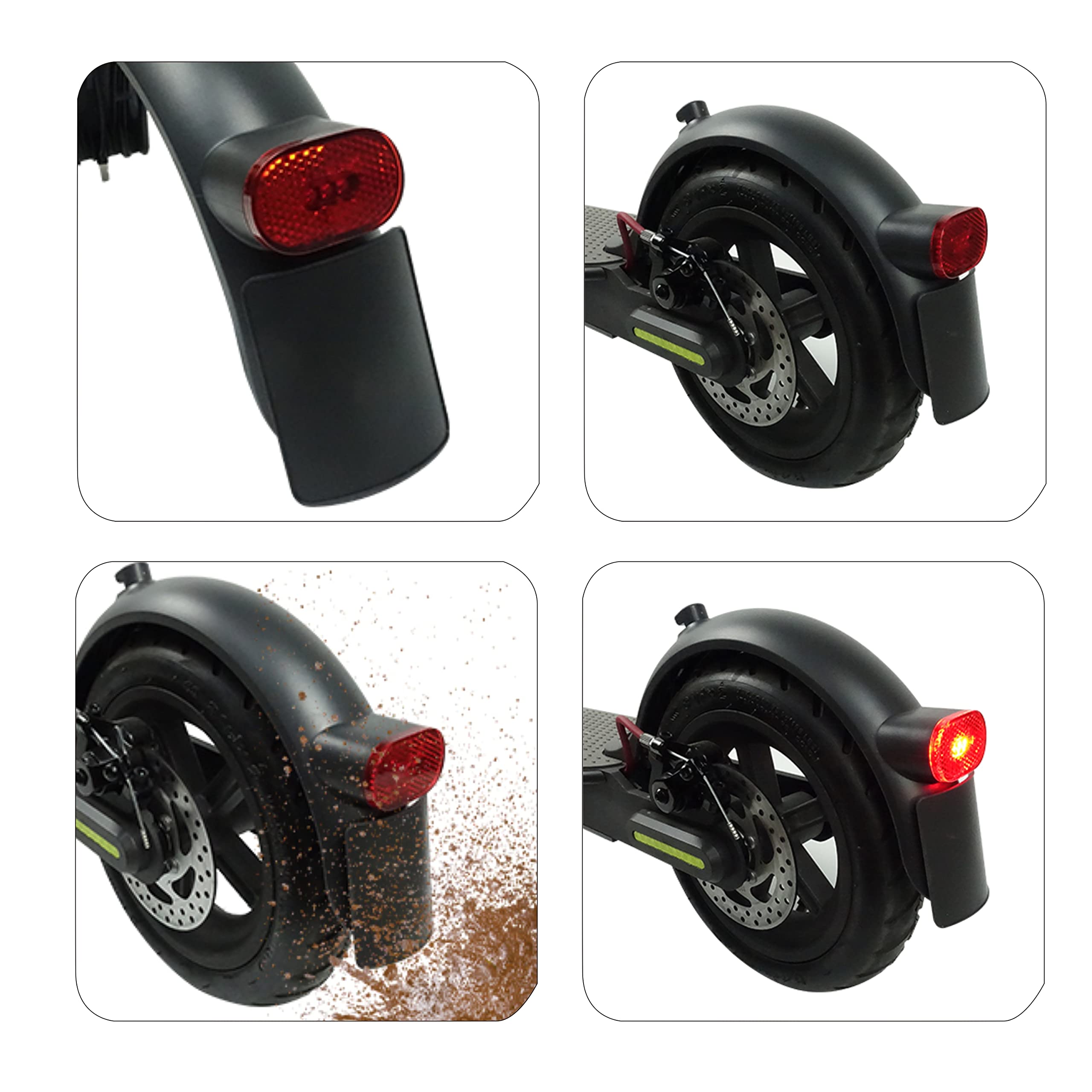 Błotnik ochronny do hulajnogi + światło tylne, kompatybilne z Xiaomi 1S M365 Pro Scooter - czarny