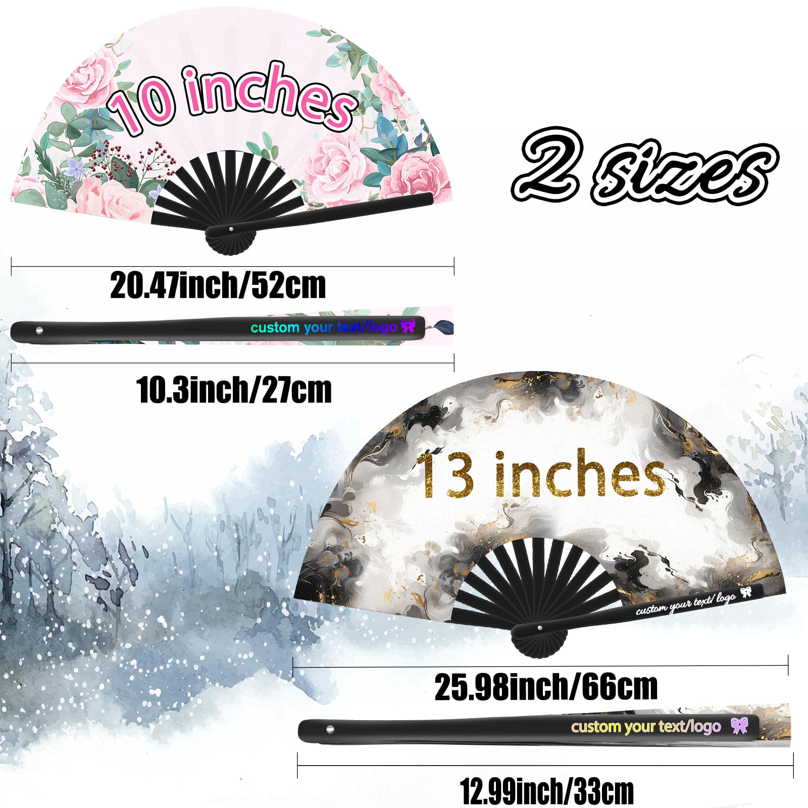 MOUZYLCASE Personalized Fan Custom Photo Handheld Fans Customized Clack Fan for Line Dancing Wedding Saloon Cosplay Party Props Foldable Decorative Folding Fans Creative Gift for Friends 10 