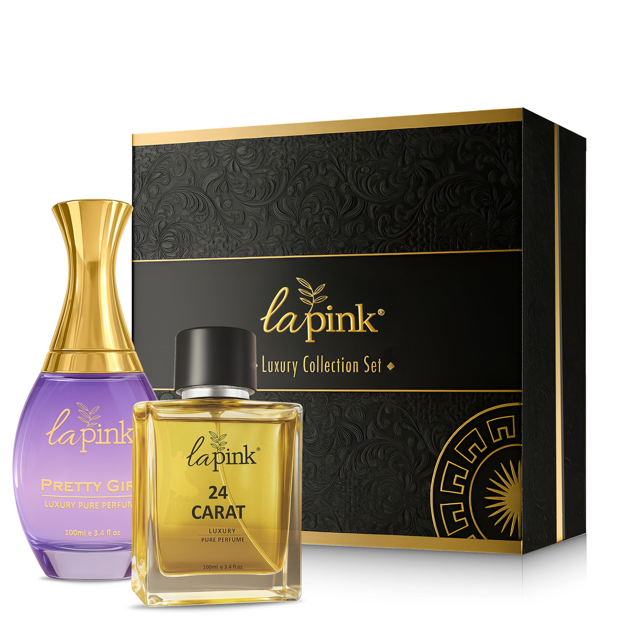 La Pink 24 Carat & Pretty Girl Pure Perfume Gift Set | Premium Fragrance Gift for Him & Her | Luxury Long Lasting Scent with Citrus, Mint & Earthy Notes | Ideal Gift for Special Occasions | 100ml each-image-28