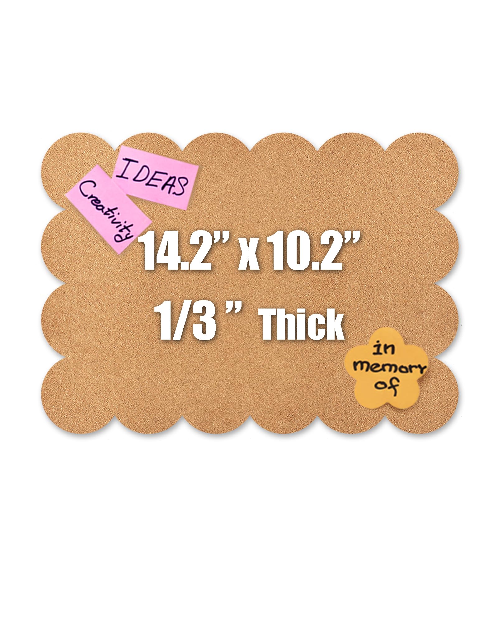 Aitakatta Scalloped Cork Tile Bulletin Board, 14.2x10.2 inches Small Cork Boards for Wall, 1/3" Thick Self-Adhesive Cork Tiles, Decorative Bulletin Board for School Office Home(BL-1p)