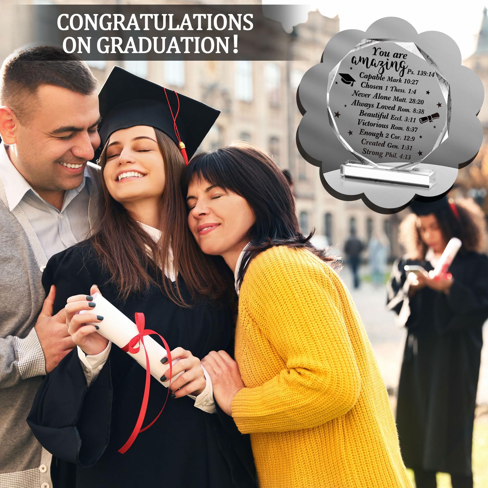 Jetec 2026 Graduation Christian Inspirational Acrylic Gifts for Women Her Him College High School Grad Gifts Acrylic Desk Plaque Graduate Room Decor Friends Desk Decor(Bible)