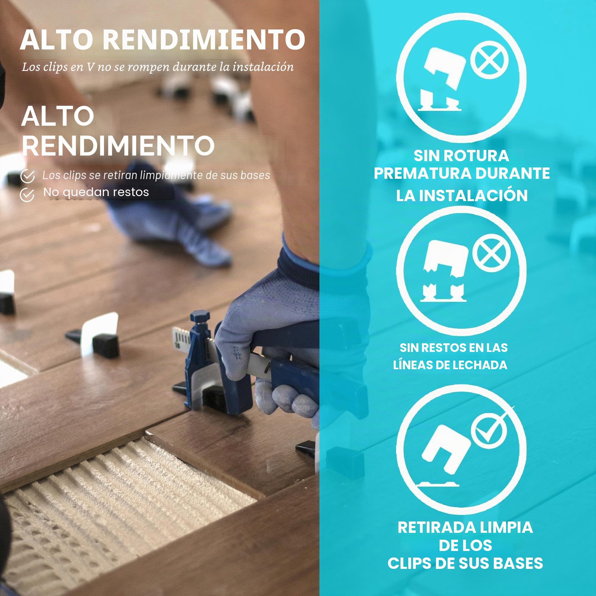 Sistema de nivelación Peygran 1mm, Kit 400 clips 200 cuñas 1 alicate metálico.