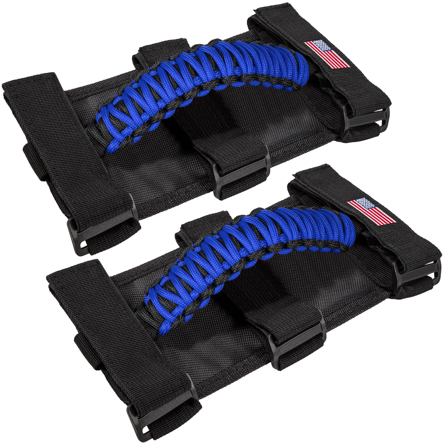 Poignées de maintien Jeep Wrangler tressées bleu pour arceau de sécurité Rubicon Sahara JT