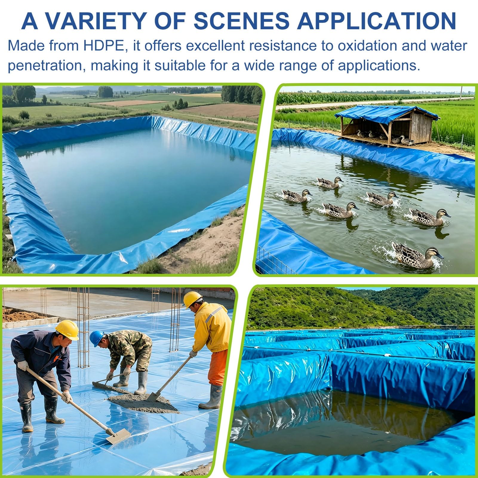Luyckfrazy 2×10m,4×5m,6×8m,8×12m,Fodera per laghetto all'aperto Fogli in polietilene ad Alta densità Membrana per laghetto da Giardino per Giochi d'Acqua della Fauna Selvatica,Lago Artificiale(4x10m)