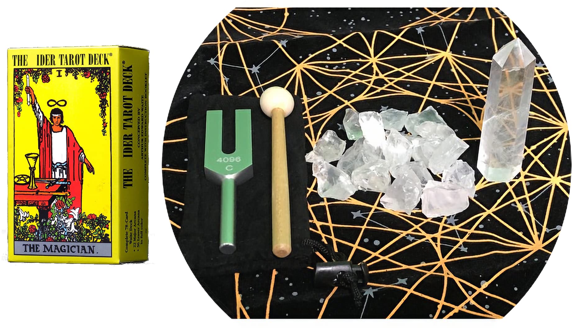 Rider Tarot Card Deck Crystal Tuner 4096Hz Tuning Fork Natural Crystal Purification Set Card Included