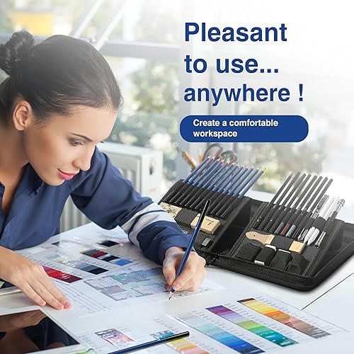 Miniatura 4 de TOSHARE Paquete de 40 kits de dibujo de bocetos, suministros de bocetos de arte profesional con cuaderno de bocetos, incluye lápiz de grafito, lápiz