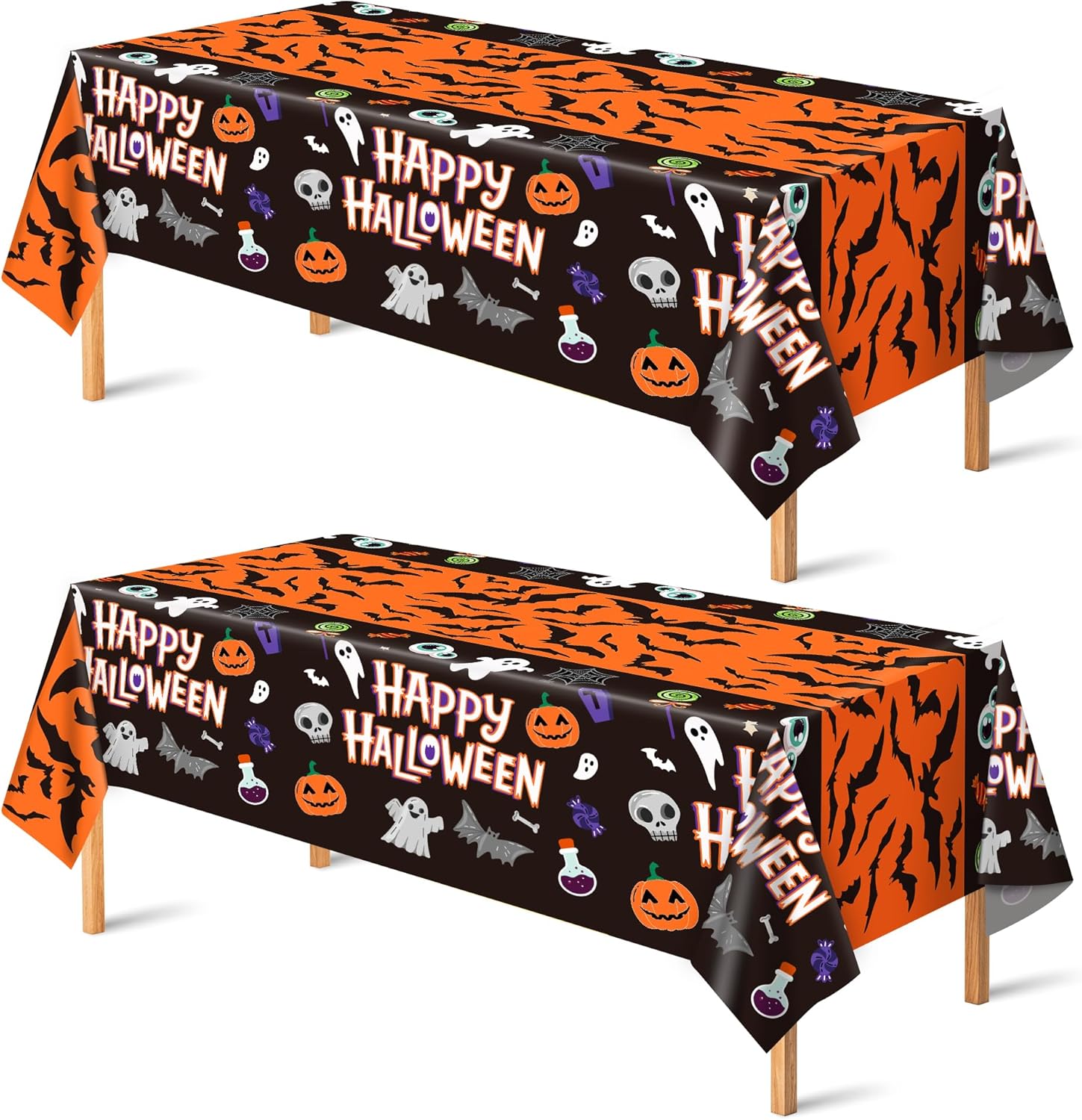 OHOME Halloween Decorations – 2 Pack Plastic Tablecloth for Halloween Party Decorations | Skeletons Bats Ghosts Pumpkin Table Decor for Outdoor Indoor Party Favors Supplies Backdrop Banner OHOME Halloween Decorations – 2 Pack Plastic Tablecloth for Halloween Party Decorations | Skeletons Bats Ghosts Pumpkin Table Decor for Outdoor Indoor Party Favors Supplies Backdrop Banner