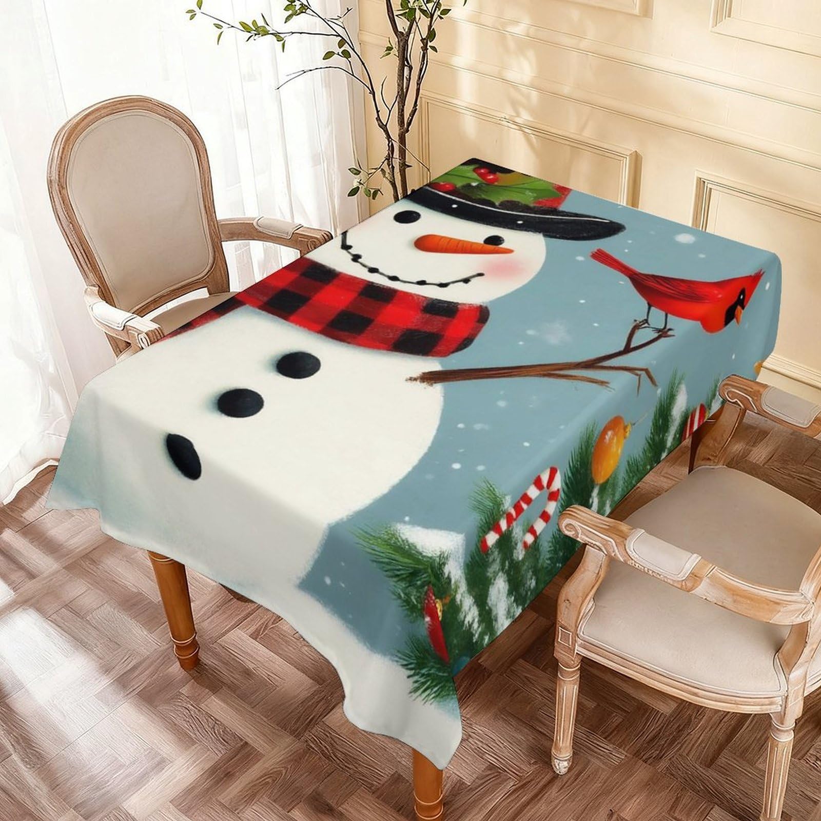 Nappe de table Noël bonhomme de neige pour repas de fête en plein air