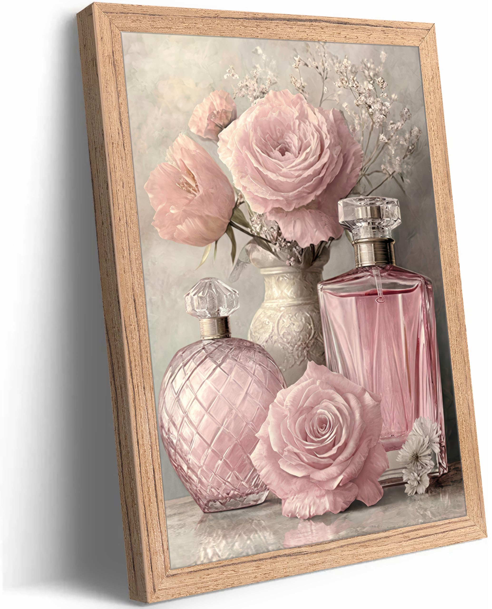 Framed Funny Bathroom Canvas Wall Art,Pink Daisy Floral Botanical Painting Picture Wall Decor,Minimalist Toilet Paper Flower Poster Print Artwork,for Restroom Toilet Home Decoration, — view 13