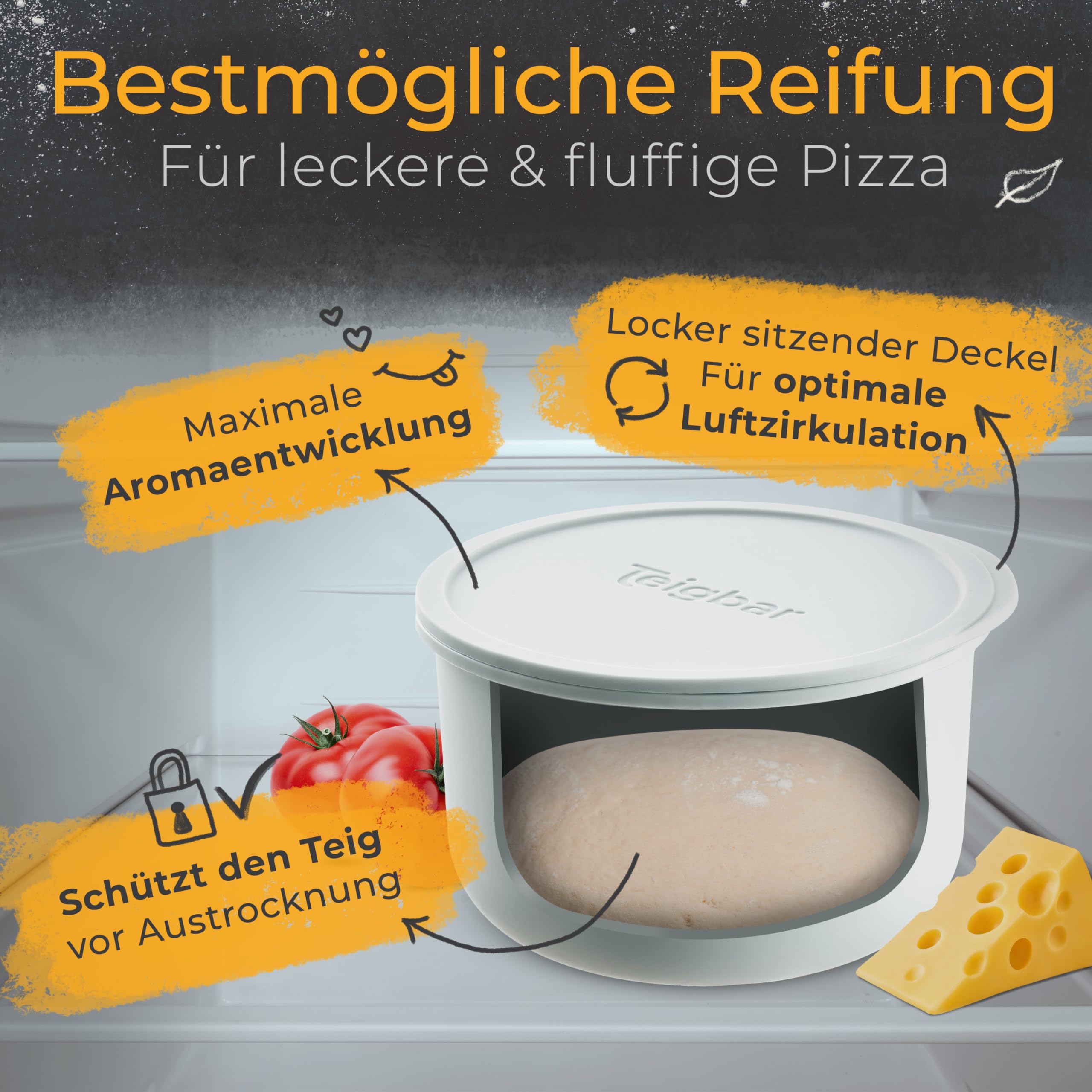 Teigbar Pizzaballenbox met deksel, set van 2 - innovatieve deegbox van losmakende lichte siliconen - pizzadeeg ruimtebesparend gisten - fermentatiebox, pizza accessoires, pizza box, blauw / wit - 13