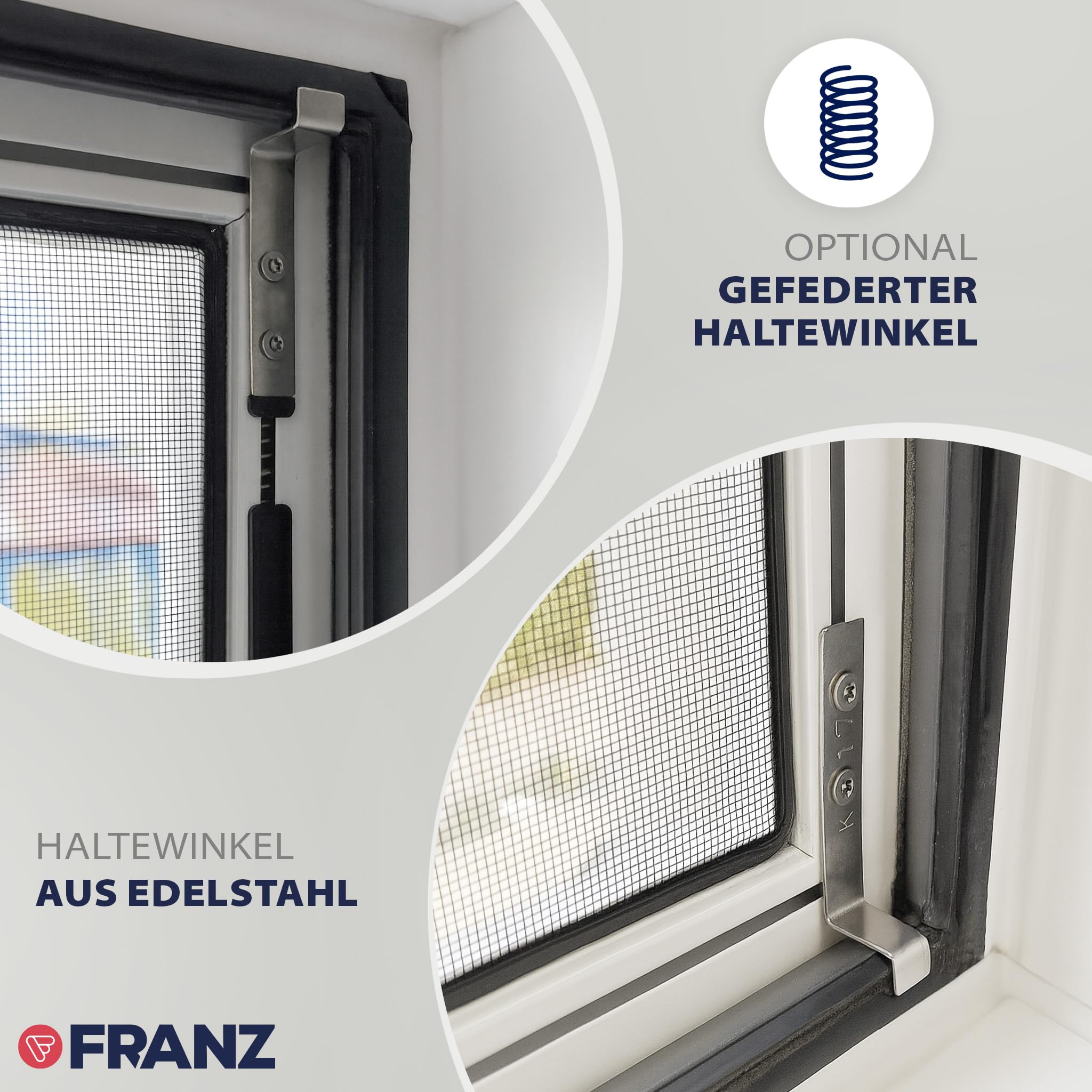 FRANZ Fliegengitter nach Maß für Fenster – Insektenschutz Spannrahmen, vormontiert, ohne Bohren, pulverbeschichtete Aluminium-Profile, Profiqualität, Made in Germany (Ocker)