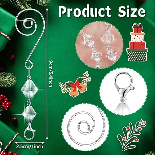 Miniatura 2 de Bucherry 30 ganchos decorativos para adornos de árbol, ganchos decorativos de alambre acrílico transparente, gancho en S con garras de langosta para