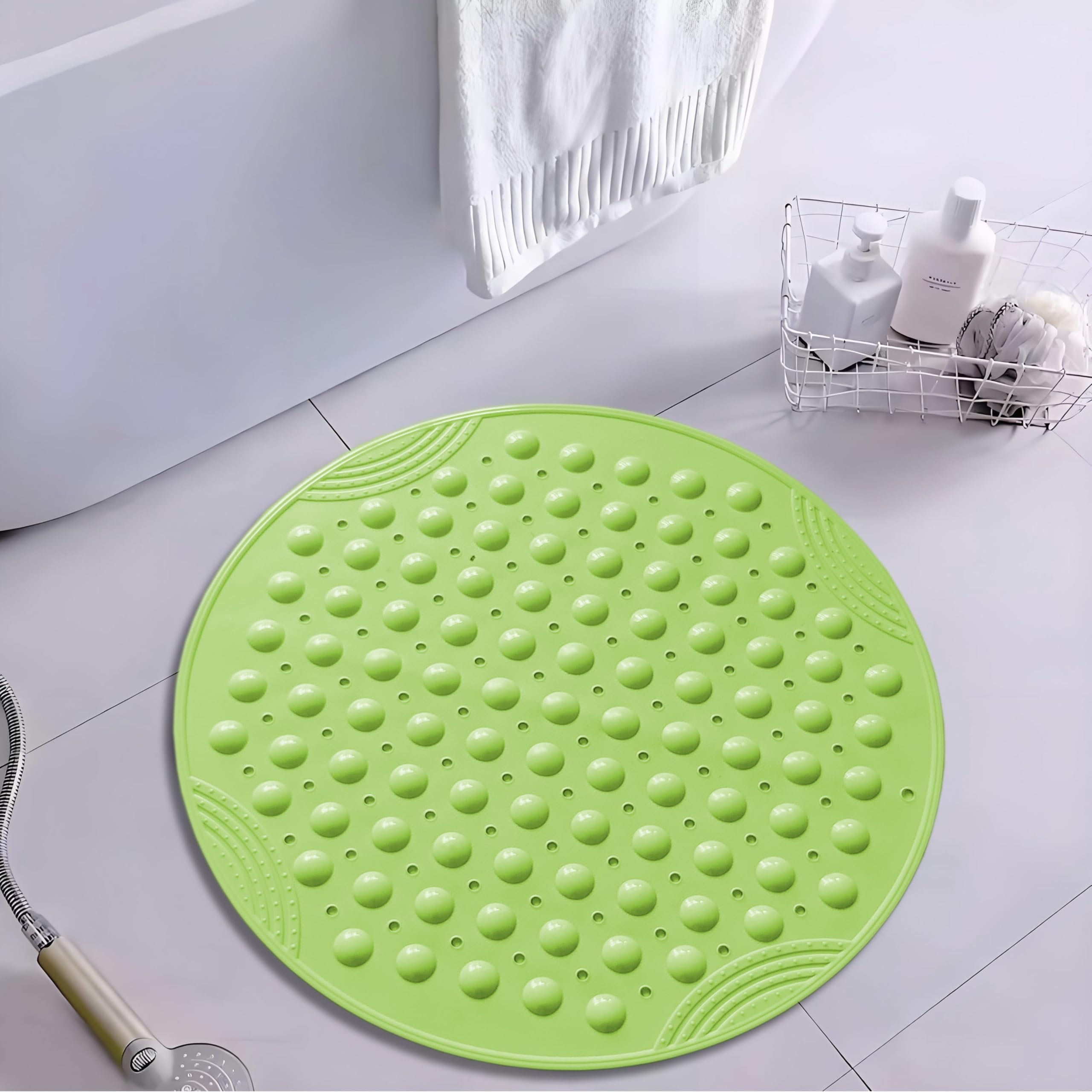 VSUSN 55cm Round Shower Mat with Suction Cups Anti-Slip Round Bathtub Mat Inside or Outside Showers Machine Washable - Image 7
