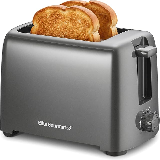 Elite Gourmet ECT1027G Touch cool 2 Grille-pain à tranches, 6 Réglages de mise à jour & Fonction Annuler, extra large 1.25” Fentes Convient facilement aux pains, Muffins anglais, Bagels & Gaufrettes, Gunmetal Gray