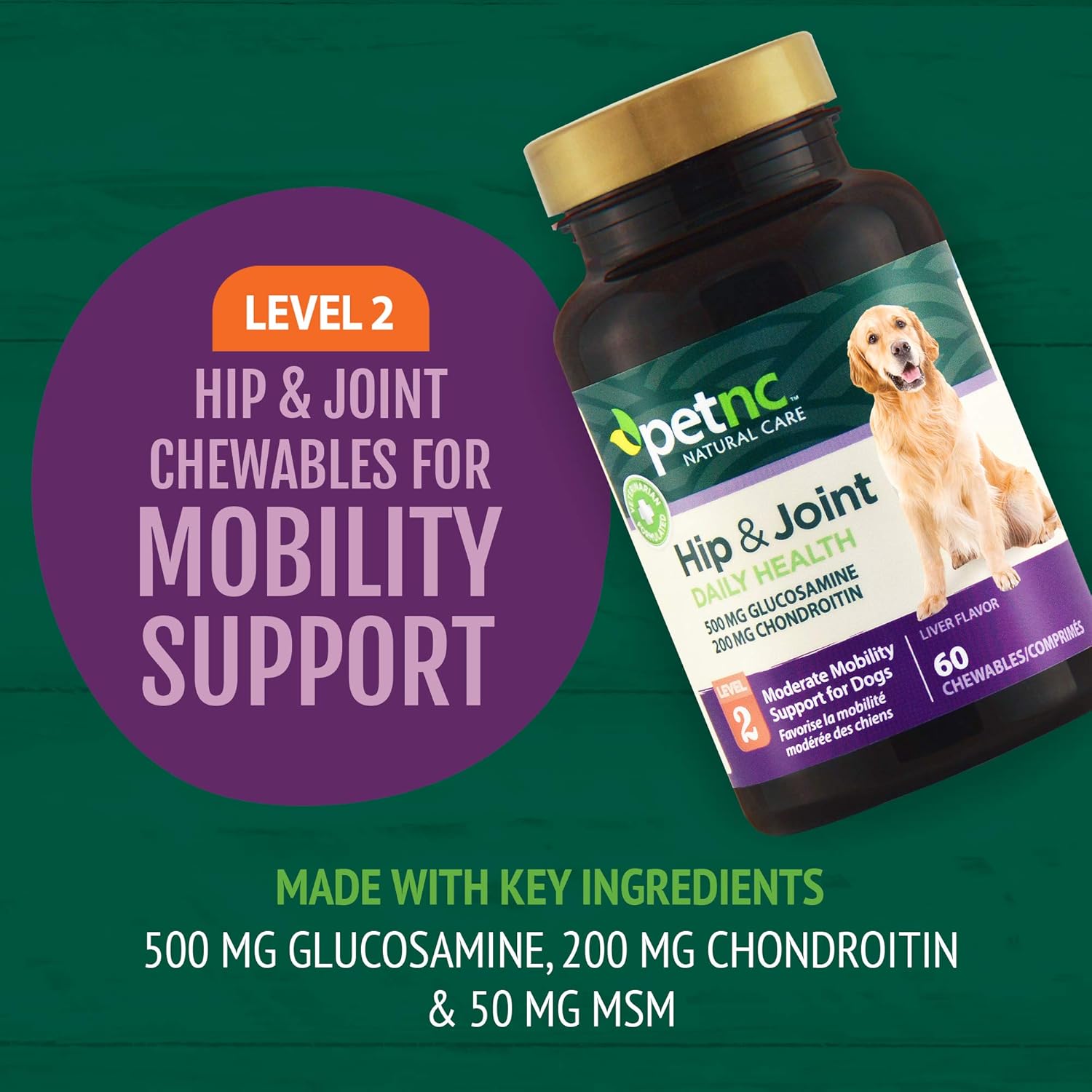 PetNC 60 Count Hip and Joint Chews, 500/200mg BigaMart